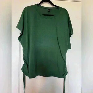 Deep green T-shirt with side ties 2XL